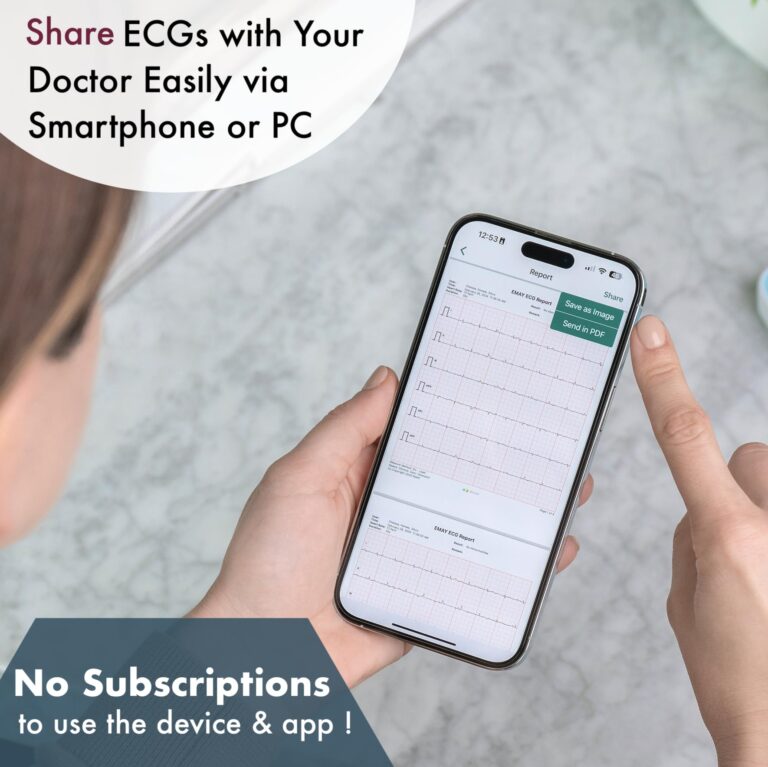 EMAY 6L Portable ECG Monitor | Record ECG and Heart Rate in 6 Channels | Compatible with Smartphone and PC | No Subscription Required - Image 5