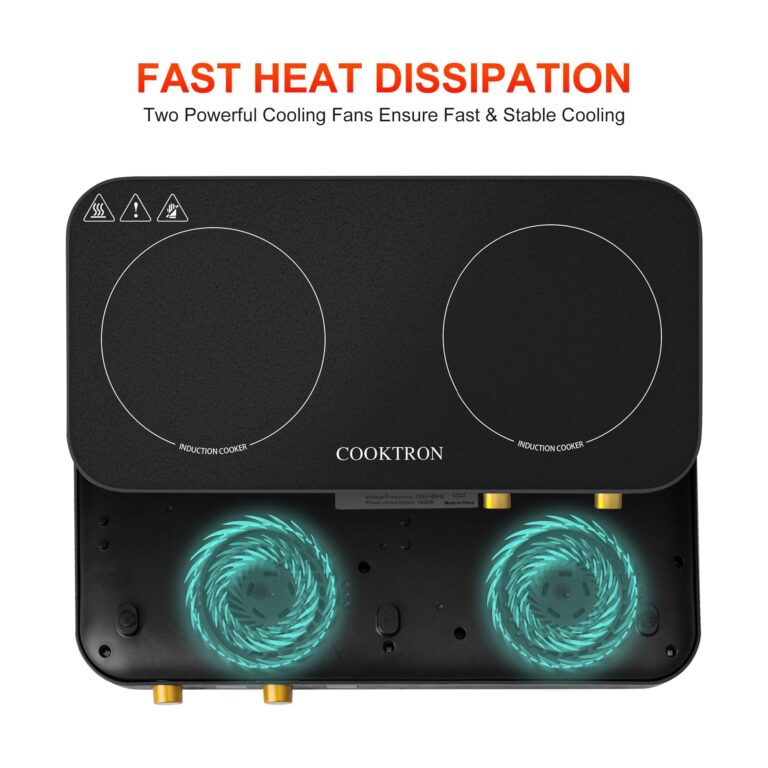 COOKTRON Portable Induction Cooktop 2 Burner with Removable Iron Cast Griddle Pan Non-stick, 1800W Double Induction Cooktop with Child Safety Lock & Time, Great for Family Party - Image 3