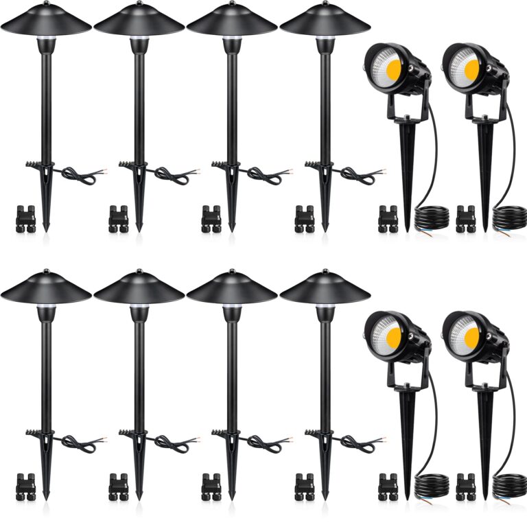 SUNVIE LED Landscape Lights Low Voltage Pathway Lights 12V Landscape Lighting Kit Aluminum Low Voltage Landscape Pathway Lights with Stake Waterproof for Walkway Yard Garden, 12 Pack with Connectors