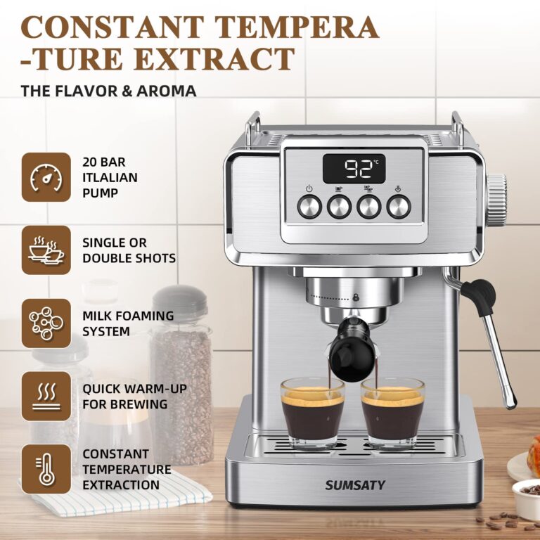SUMSATY Espresso Machine 20 Bar With Milk Frother, Professional Coffee Maker, Stainless Steel for Home, Barista, Americano, Latte - Image 5