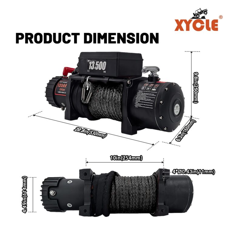 Winch 13500 lbs 12V Waterproof Electric Winch Synthetic Rope Electric Winch Towing Winch Boat Trailer Winch SUV 4-Wheel Drive Off-Road Vehicle with Remote Control 3/8 Synthetic Rope (Dark-Gray) - Image 3