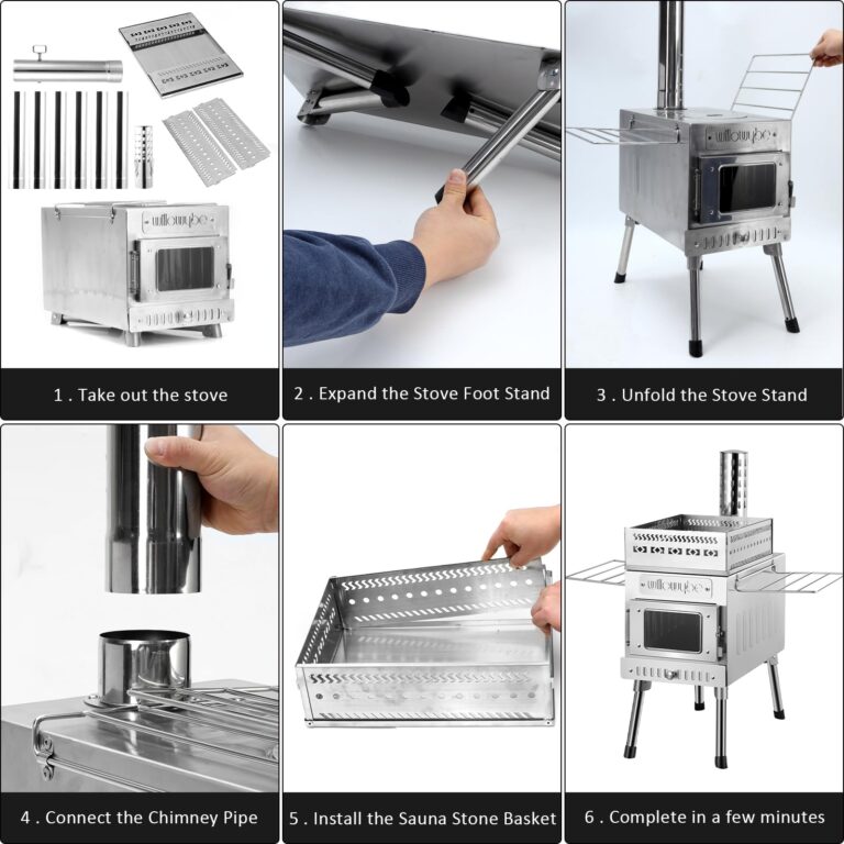 WillowyBe Outdoor Sauna Hot Tent Stove, Rocket Stove Heater, Portable Camping Wood Stove for Dry Sauna, Cooking for Husband and Friends - Image 6