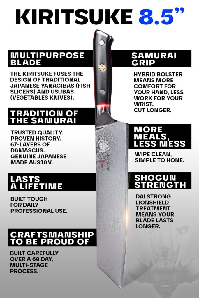 Dalstrong Kiritsuke Chef Knife - 8.5 inch - Shogun Series Elite - Damascus - Japanese AUS-10V Super Steel Kitchen Knife - Premium Black G10 Handle - Razor Sharp Knife - Chef's Knife - w/Sheath - Image 5