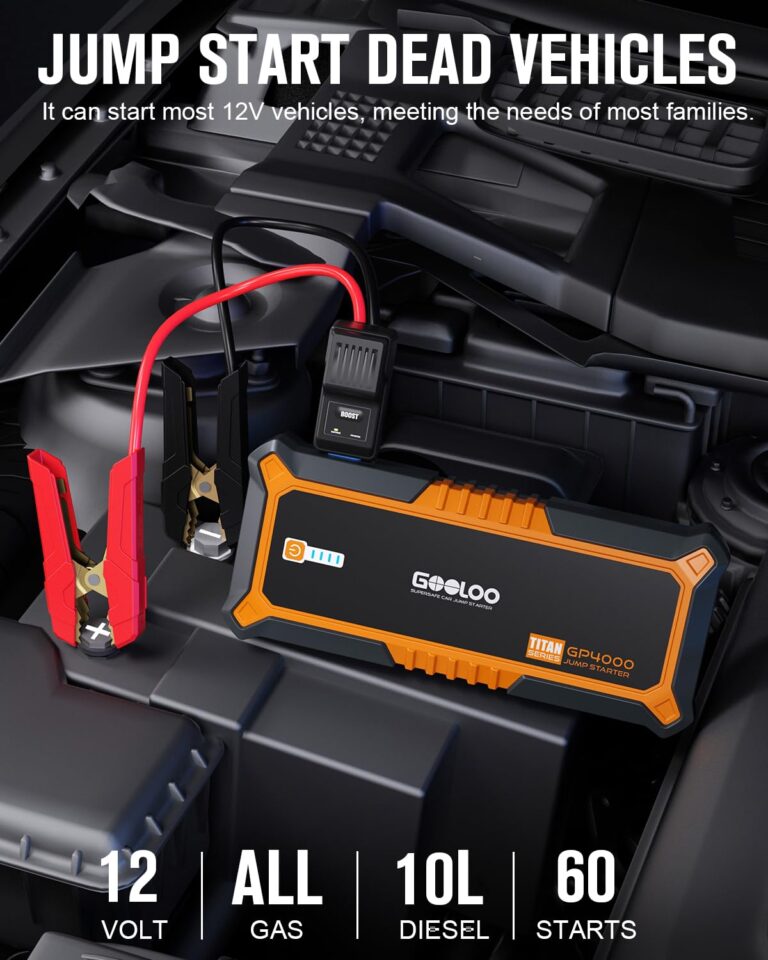 GOOLOO 4000A Peak Car Jump Starter 12V Auto Battery Booster SuperSafe Lithium Jump Box for All Gas, Up to 10.0L Diesel Engine, Portable Power Pack with USB Quick Charge and Type C Port, Orange - Image 7