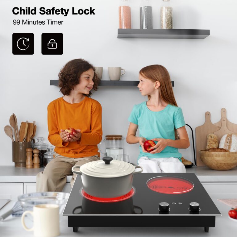 GIHETKUT Electric Cooktop,3000W Built-in & Countertop Electric Burner,Stove Top with10 Heating Level, Timer & Kid Safety Lock, LED Knob Touch Control 2 Burner Cooktop (No Plug) - Image 3