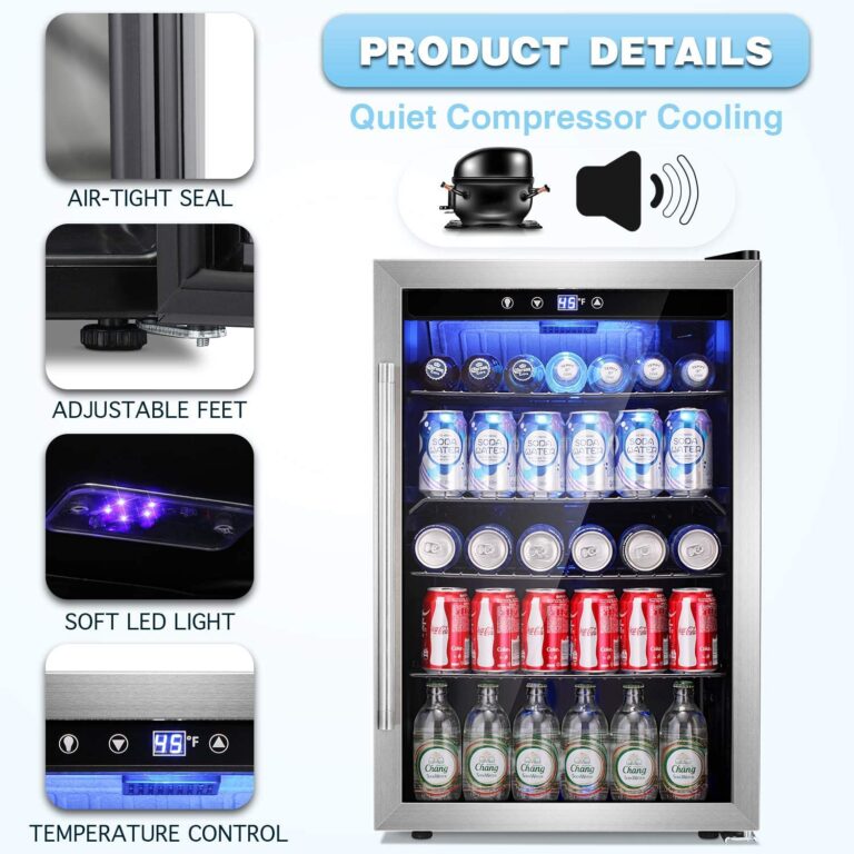 Antarctic Star Beverage Refrigerator Cooler - 145 Can Mini Fridge Glass Door for Soda Beer or Wine, Clear Front Door for Home Office or Bar, 4.4Cu.Ft - Image 4