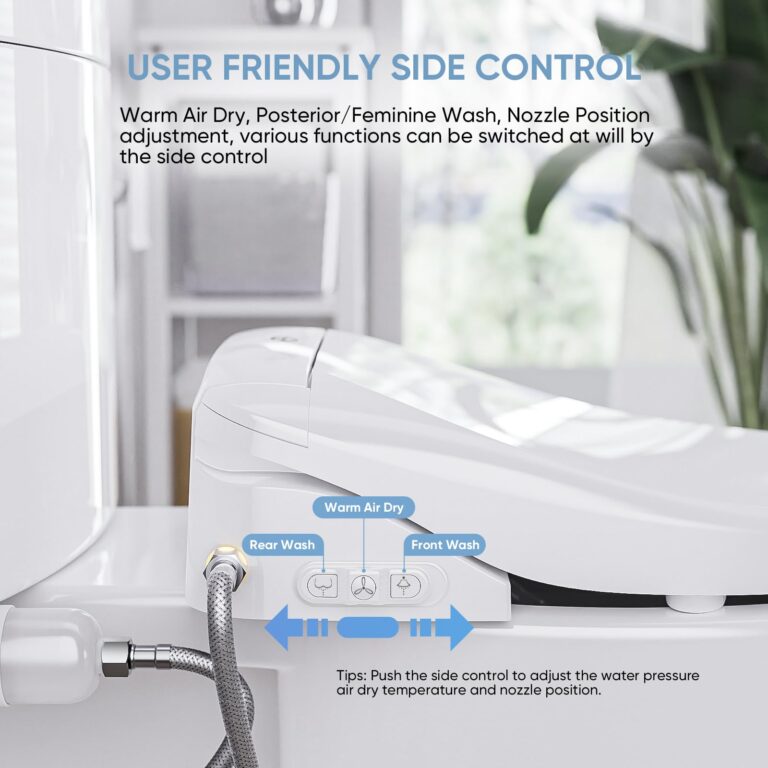 LEIVI Smart Bidet Toilet Seat with Wireless Remote and Side Panel, Multiple Spray Modes, Adjustable Heated Seat, Warm Water and Air Dryer, Auto LED Nightlight, Round - Image 8