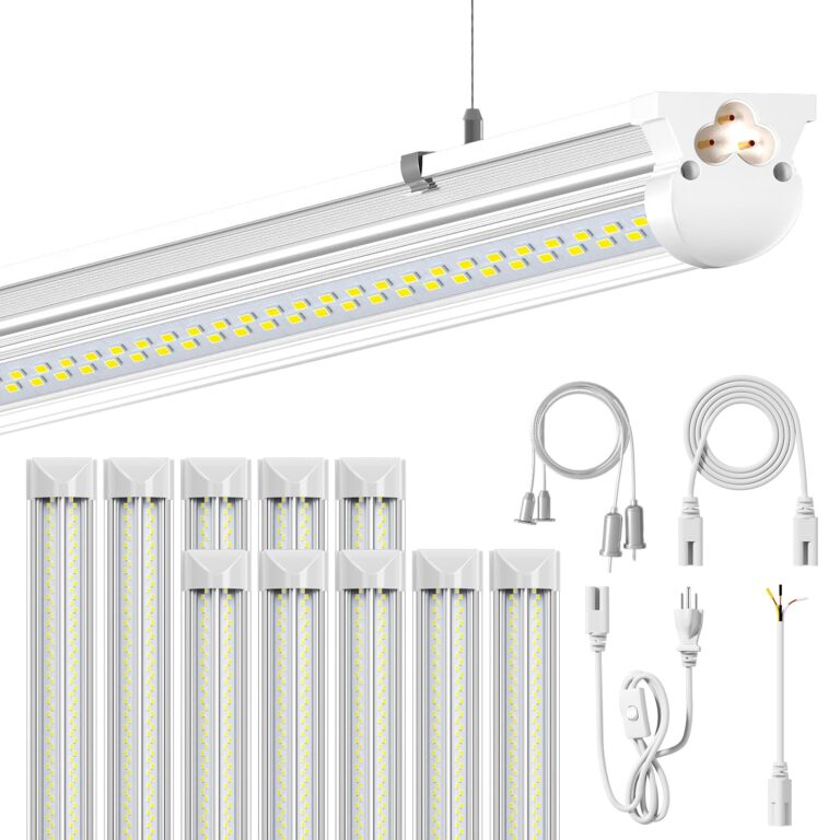 ONLYLUX 8FT LED Shop Lights 6000K White 100W, 15000lm Workshop led Light V Shape, Plug and Play, Hanging/Surface Mount Install, 8 Foot led Lights for Garage,10 Pack