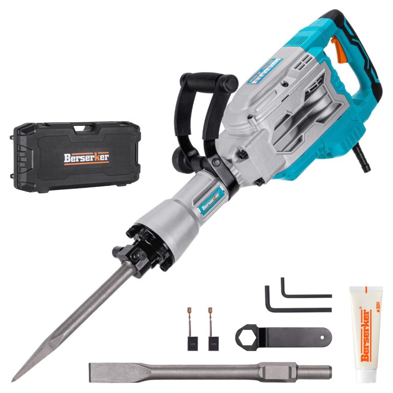 Berserker 1700W 30-Pound Demolition Jack Hammer with 1-3/16" Hex, 14-Amp Corded Electric Heavy Duty Demo Chipping Hammer Concrete/Pavement Breaker with Carrying Case Flat Chisel Bull Point Chisel