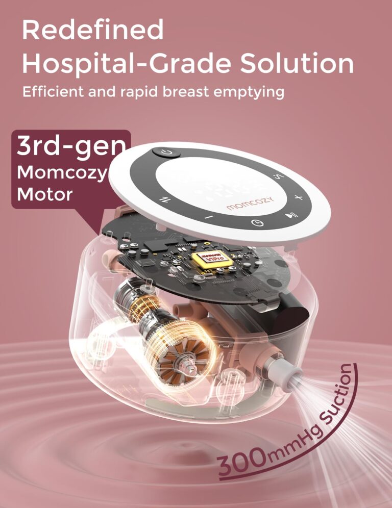 Momcozy Breast Pump Hospital-Grade, Hands-Free & Portable Wearable Pump with 3 Modes|15 Levels, Equipped with Leak-Proof DoubleFit Flange, Deep Pink - Image 7