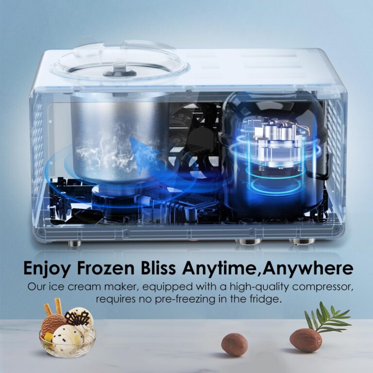 Homtone Ice Cream Maker Fully Automatic with Compressor, 4 Modes, Adjustable softness, Adjusted Speed 1.6 Quart Ice Cream + Yogurt Maker, LCD Touch Screen Homemade Soft & Hard Ice Cream Machine - Image 8