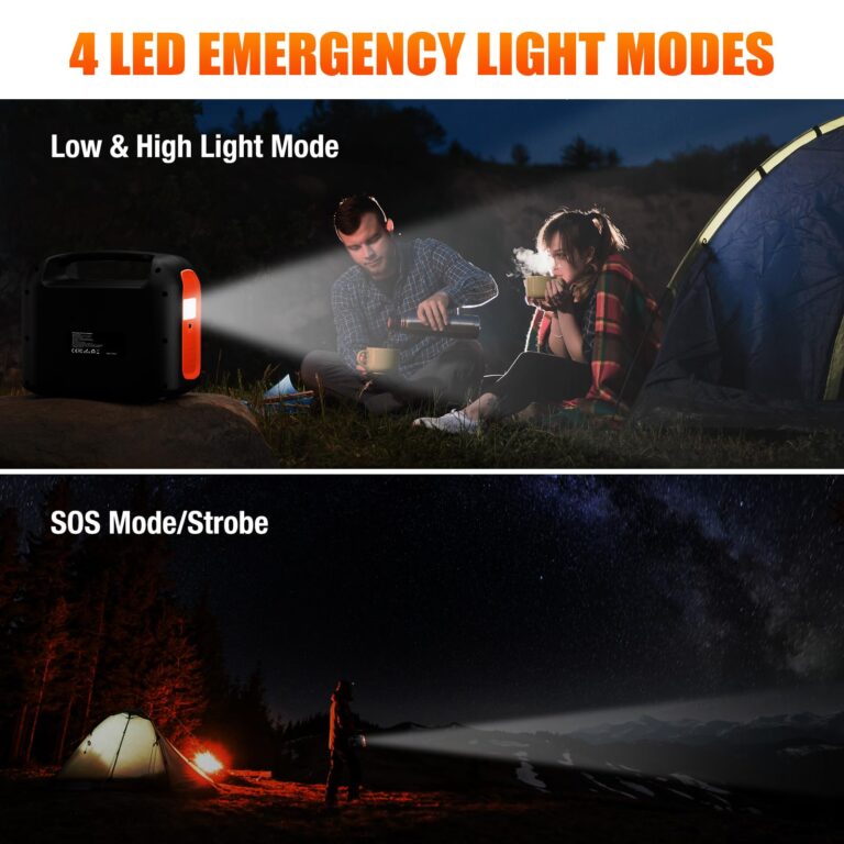 Portable Power Station, 600W (1200W Peak) 299Wh LiFePO4 Solar Generator Pure Sine Wave 110V AC Car Outlets PD 60W QC3.0 Backup Power Supply Bank for Camping, Blackout, CPAP - Image 2