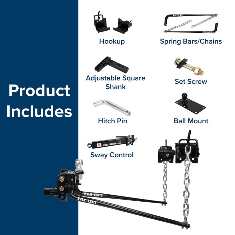 Camco Eaz-Lift Elite 1,000lb Weight Distributing Hitch Kit with Sway Control (48058) for Trailer, Black - Image 2