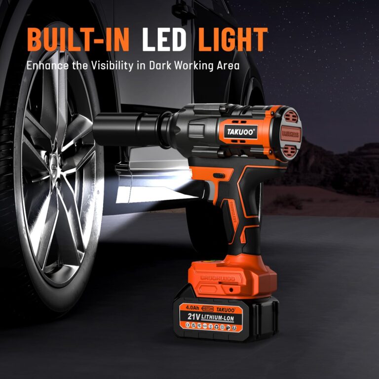 Takuoo 1300N.m(960Ft-lbs) Cordless Impact Wrench High Torque, 1/2" 21V Brushless Impact Gun w/2x 4.0AH Battery Fast Charger, Electric Power Impact Wrench for Truck RV Heavy-duty, 5 Sockets, Tool Box - Image 2
