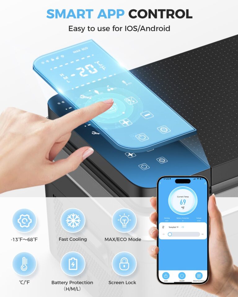 Shinylamp 12 Volt Refrigerator, 40QT(37L) Car Fridge, Portable Electric Cooler with APP Control, 12V Cooler -13℉~68℉, Portable Freezer 12/24V DC 110-240V AC for Camping, Travel, Truck, Home - Image 7
