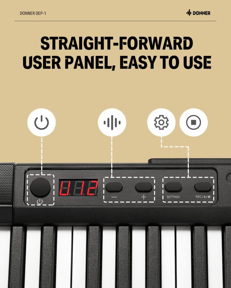 Donner DEP-1 Piano Keyboard 88 Keys, Beginner Digital Keyboard Piano Velocity-Sensitive Keys, Portable Electric Piano with Sustain Pedal, Carrying Case and Keyboard Stickers - Image 4