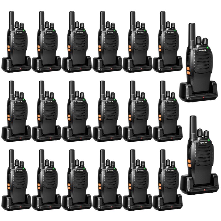 Retevis H-777 2 Way Radios Walkie Talkies Long Range, Rechargeable Two Way Radios, Hand Free Adults Walkie Talkies with Charging Base(Black, 20 Pack)