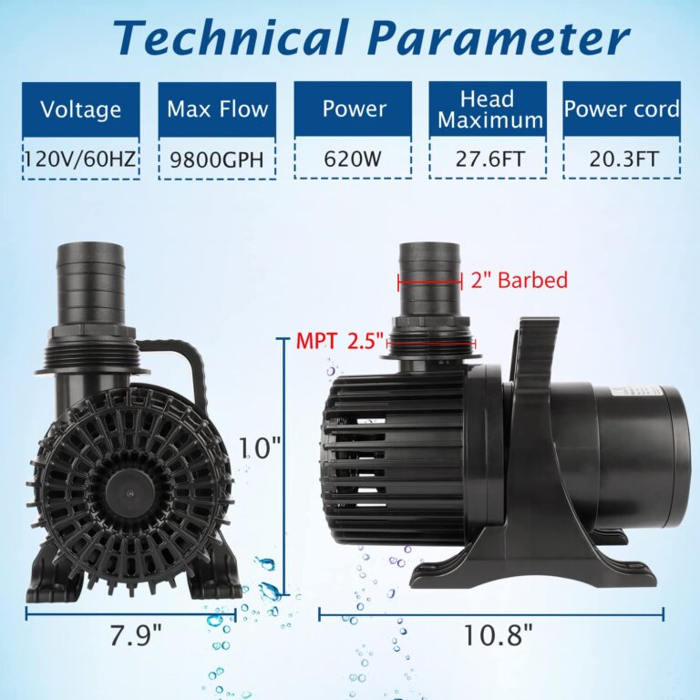 WaterRebirth (9800GPH-620W,UL listed) High Flow Submersible Pond Water Aquarium Pump Multi Scenario Application - Image 7