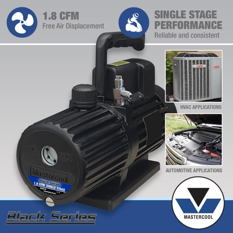 Mastercool 90059-BL Black Series 1.8 CFM Single Stage Vacuum Pump with Thermally Protected Motor, High-Volume Fan, and Oil Drain Valve – 110/120V, 60Hz - Image 6