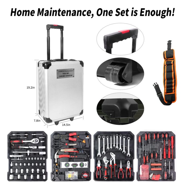 Tool Sets for Men, Tool Kit with Rolling, Complete Household Tool Set, Aluminum Trolley Case Tool Set,Tool kit as Gift on Father's Day - Image 4