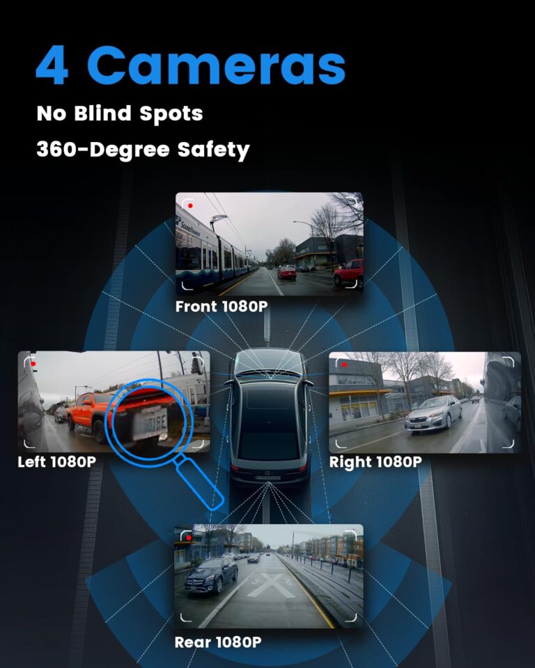 Sprleaf 4-Channel Dash Cam, 360° Dashcam with Front and Rear Cameras,128GB Card Included, 5G Wi-Fi and App Control, Night Vision, WDR, 24-Hour Parking Mode, Collision Detection - Image 8