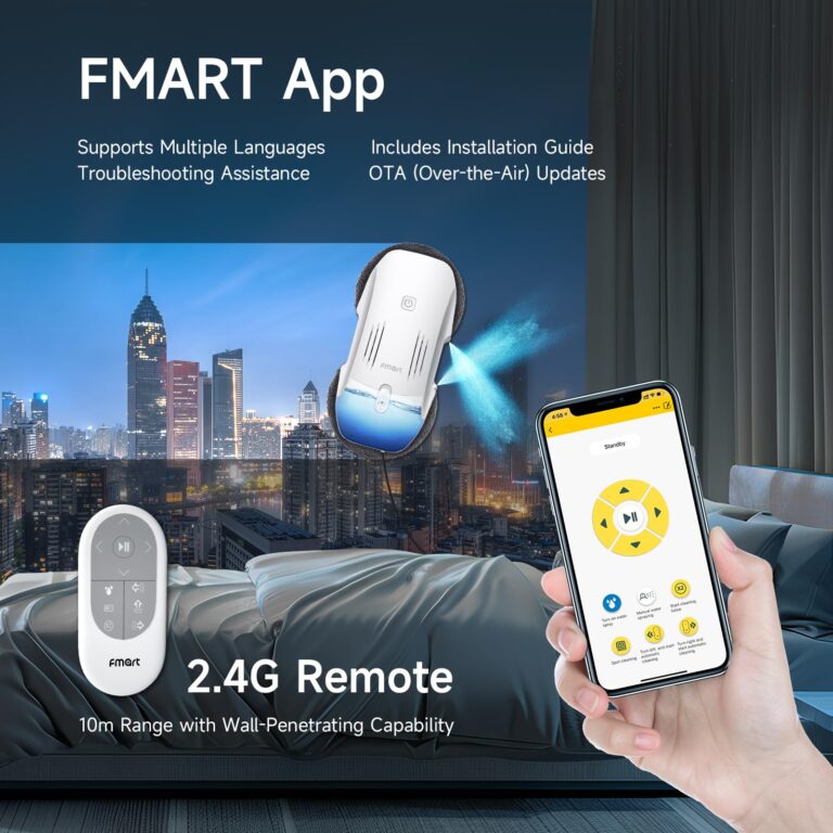 FMART T10PRO Window Cleaning Robot with Dual-Spray, 120ml Water Tank, 3800PA, AI Intelligent Path Planning, Edge Detection, APP Control Window Cleaner Robot for Interior/Exterior Highrise Windows - Image 5