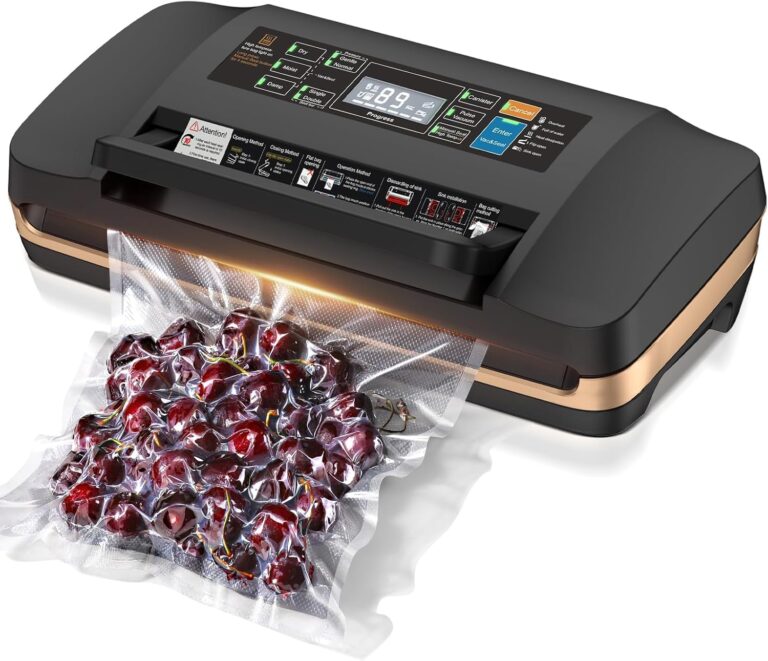 Vacuum Sealer Machine, Automatic 6-in-1 Food Sealer with Digital Timer, Food Vacuum Sealing Preservation Bulit-in Cutter, Powerful Sealing System for Food Preservation with Liquid/Moist/Dry Food