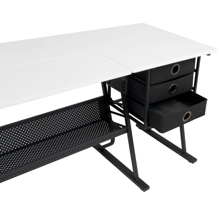 Sew Ready Eclipse Hobby Sewing Center Craft Table Sturdy Computer Desk with Drawers in Black/White, 13362 - Image 5