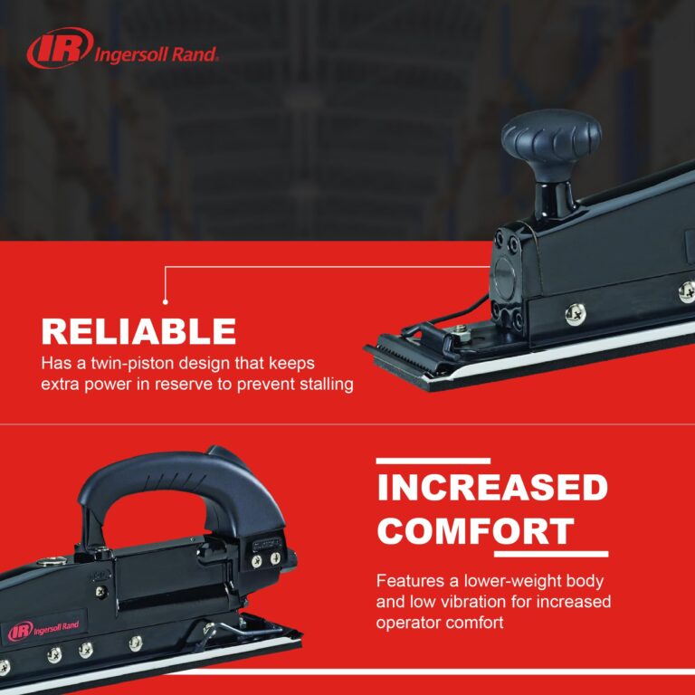 Ingersoll Rand 315G Straight Line Air Sander, Edge Series Pneumatic Tool, Heavy Duty Sanding, Leveling Large Flat Surfaces, Dual Piston Design, Black - Image 5