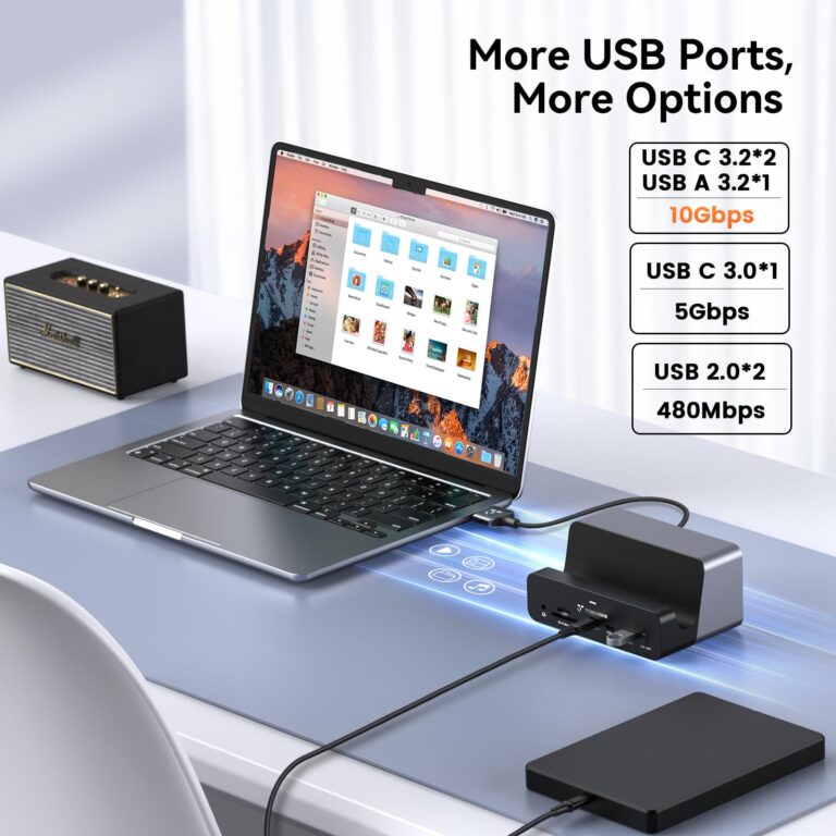 TobenONE 18-in-2 MacBook Docking Station Dual Monitor 4K@60Hz, 150 Power Adapter, 20W Charging, USB C Docking Station with 2 HDMI&DP, 7 USB, 2.5Gbps Ethernet, 2 Audio, Dock Stand for MacBook Pro 1 - Image 5