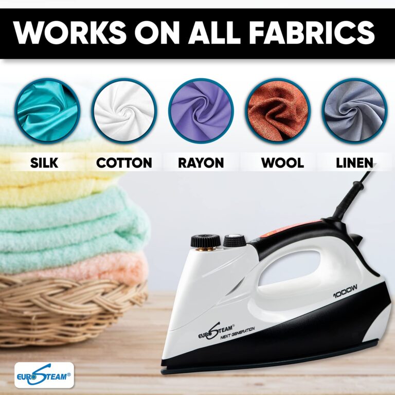 EuroSteam Iron Steamer for Clothes – Anti-Drip, Scratch Resistant Professional Iron – Horizontal/Vertical Steam Cleaner - Image 7