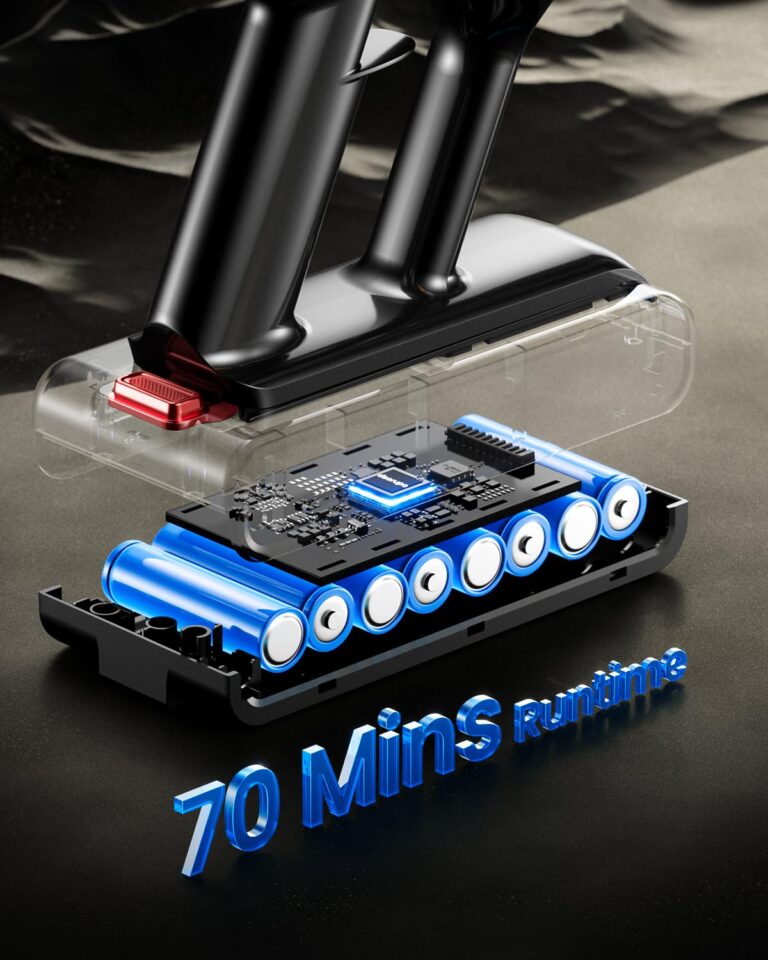 Cordless Vacuum Cleaner, 550W 45KPA 70Mins Vacuum Cleaners for Home, Stick Vacuum with Charging Dock Station, Anti-tangle Wireless Vacuum, Rechargeable Cordless Vacuum for Pet Hair/Carpet/Hard Floor - Image 6
