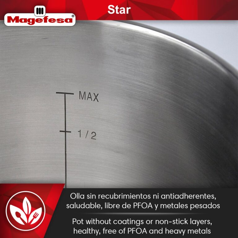 MAGEFESA Star Pressure Cooker, 12.7-Quart, 18/10 Stainless Steel, Works on All Stovetops (Induction Compatible), Safety Lock & 8 PSI Cooking - Image 4