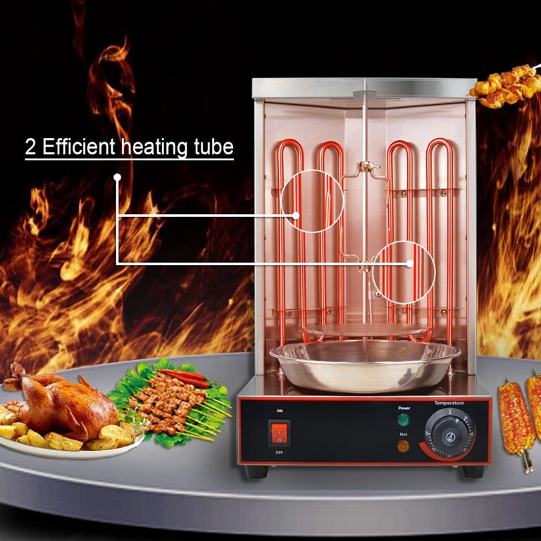 Li Bai Shawarma Machine Electric Vertical Kebab Grill Gyro Rotisserie Oven Meat Broiler with 2 Heating Tubes Stainless Steel Body 110V For Home Restaurant Kitchen（Registered Design Patent） - Image 5