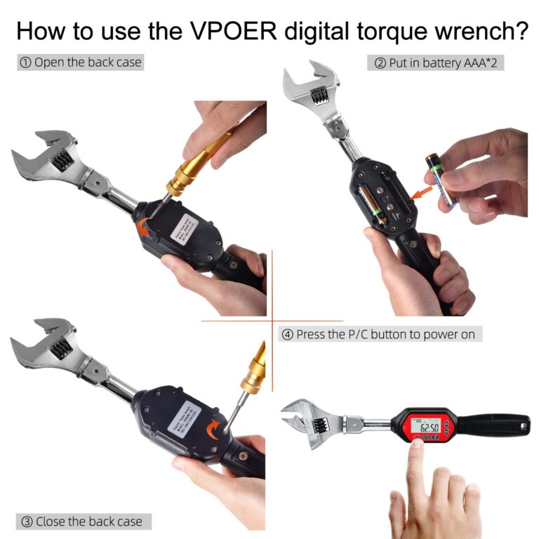 VPOER Adjustable Digital Torque Wrench spanner head, 2.2-73.7 ft-lbs (3-100 Nm) (26.5-885 inch pound) Electronic Jaw open end torque wrench with Buzzer & LED, Calibrated - Image 2