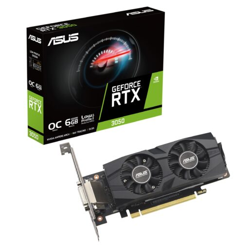 ASUS GeForce RTX™ 3050 LP BRK OC Edition 6GB GDDR6 (IP5X dust Resistance, Dual Ball Bearings, Stainless Steel Bracket, PCIe 4.0, DLSS 3, HDMI 2.1, DisplayPort 1.4a, DVI-D and More)