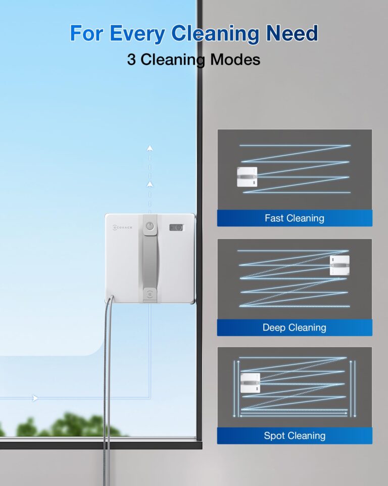 ECOVACS WINBOT Mini Window Cleaning Robot - Compact Design, Dual Nozzles with Ultrasonic Spray, 9-Stage Protection System, Intelligent Path Planning, 3 Cleaning Modes, Anti-Slipping System - Image 6