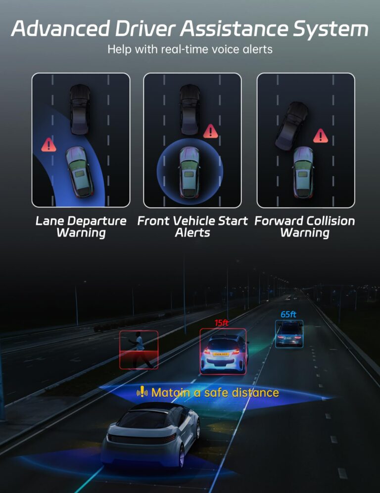 Pelsee P12 Pro Max 4K+2.5K Rear View Mirror Camera, 12" Mirror Dash Cam with 5G WiFi, Dash Cam Front and Rear with Starvis Night Vision, Smart Driving System ADAS, Included 64GB Card, Voice Control - Image 5