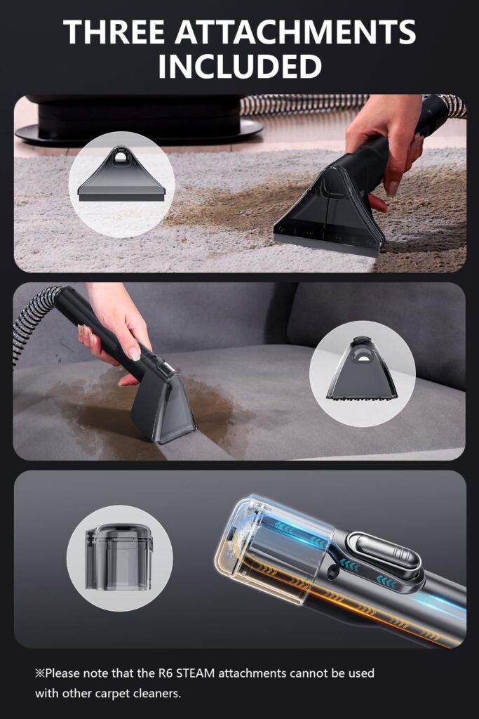 TAB Carpet Steam Cleaner Machine, R6 Steam, 212℉ Steam×140℉ Hot Water, 18KPa Powerful Scution Portable Upholstery Spot Cleaner Shampooer,Stain Remover Deep Cleaner for Pets,Car and Couch,Self-Cleaning - Image 2