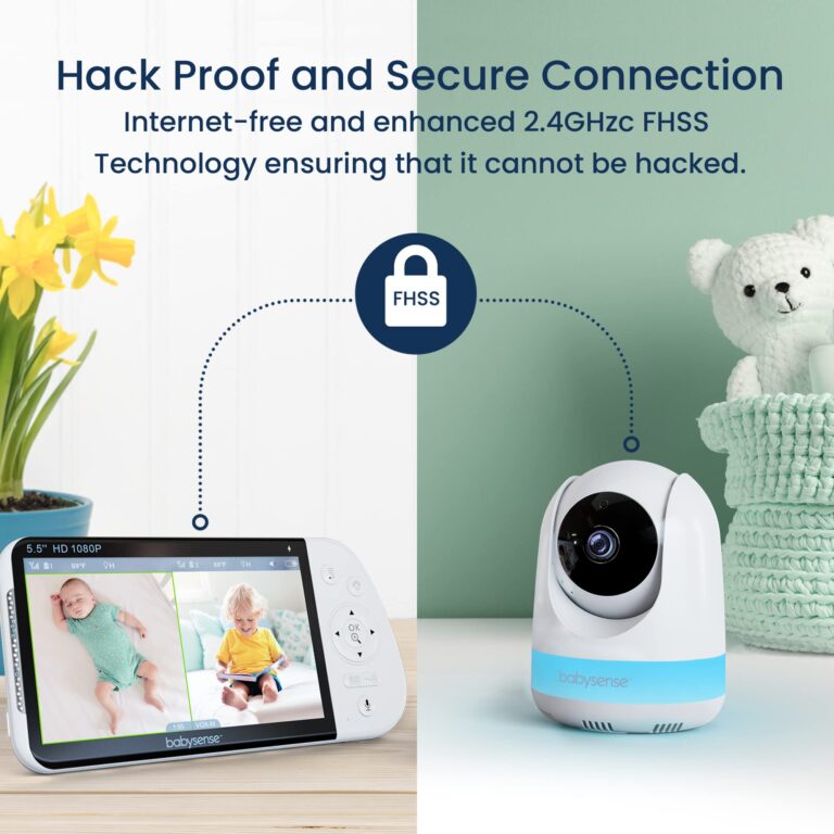 Babysense 5.5” 1080p Full HD Split-Screen Baby Monitor, Video Baby Monitor with 2 Cameras and Audio, 6-Color RGB Night Light, 1000ft Range, Two-Way Audio, 4X Zoom, 5000mAh Battery - Image 3
