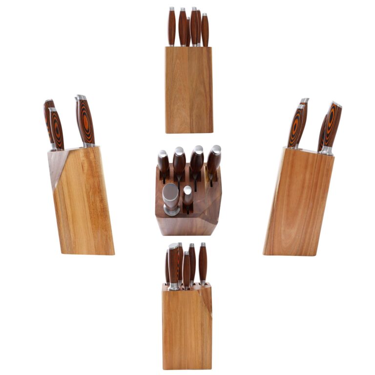 MSY BIGSUNNY 7pcs Knife Block Set, German Steel Chef Knife Set, Precious Pakkawood Handle for Kitchen Knife Block Set - Image 9