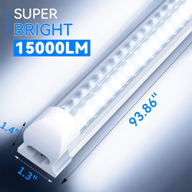 SHOPLED 8FT Shop Light 100W 15000LM 6000K | 12-Pack Linkable V-Shape Led Shop Light | Plug & Play T8 Tube Lights for Garage, Warehouse, Basement | Ultra Bright Energy-Saving Commercial Lighting - Image 4