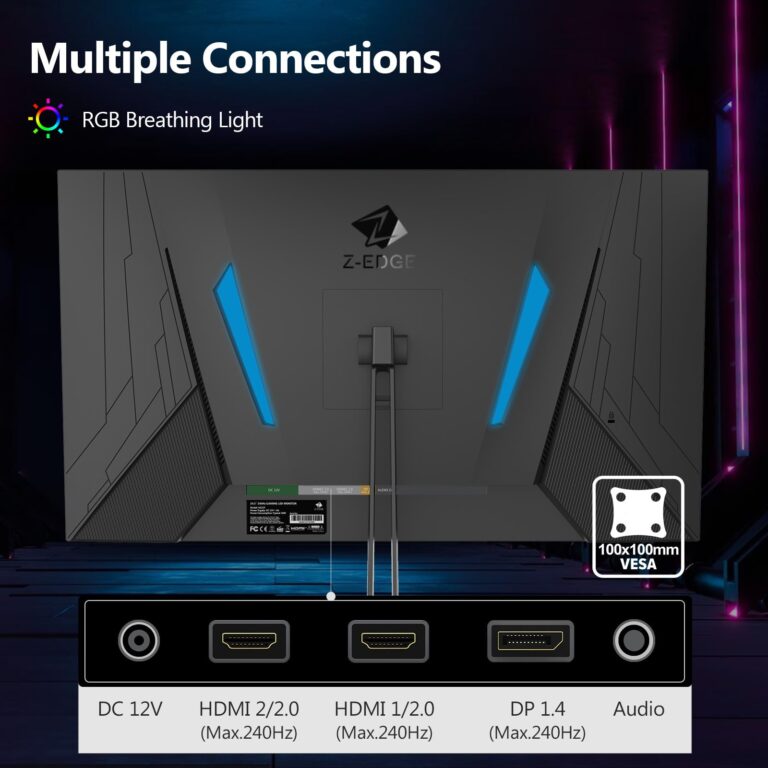 24.5" Gaming Monitor 240Hz, Z-Edge UG25F FHD 1920x1080 Computer Monitor, 1ms Frameless LED, AMD Freesync Premium Display Port x1 HDMI x2, HDR, Contrast Ratio 5000:1 - Image 2