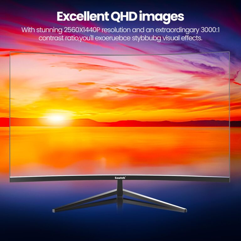 Gawfolk Monitor 32 inch Computer Monitor QHD (2560 x 1440) 2K 1500R Curved Computer Monitors 75HZ PC Monitors VA Screen for Home, Office and Dormitory,Support Wall Mount- Black - Image 6