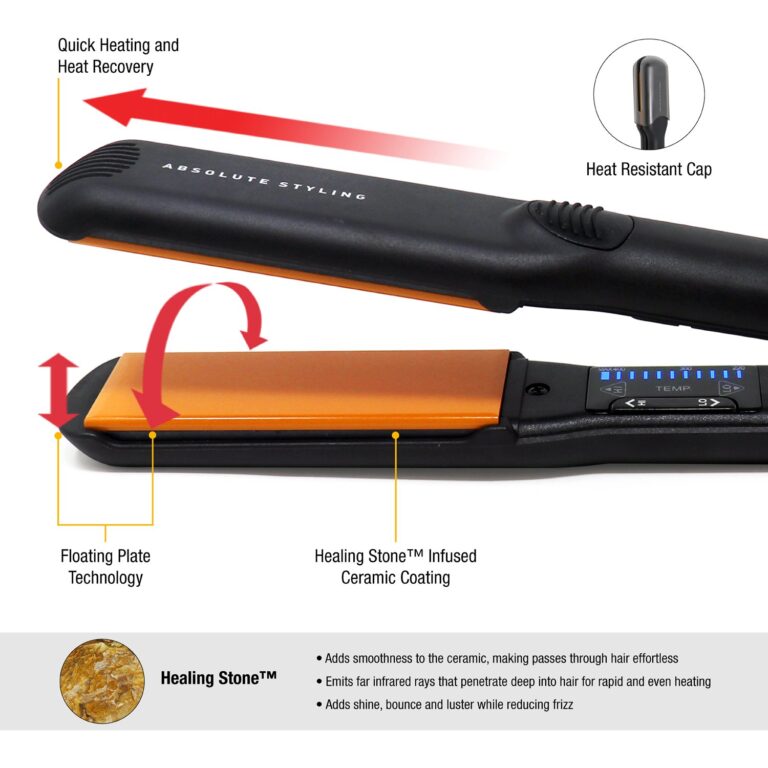 GlamPalm GlamPalm Flat Iron, 1 1/4" Hair Straightener with Digital LCD. Classic Ceramic Coated Plates with Adjustable Temperature Straightens & Curls for Smooth and Silky Hairstyle. Heats Up - Image 8