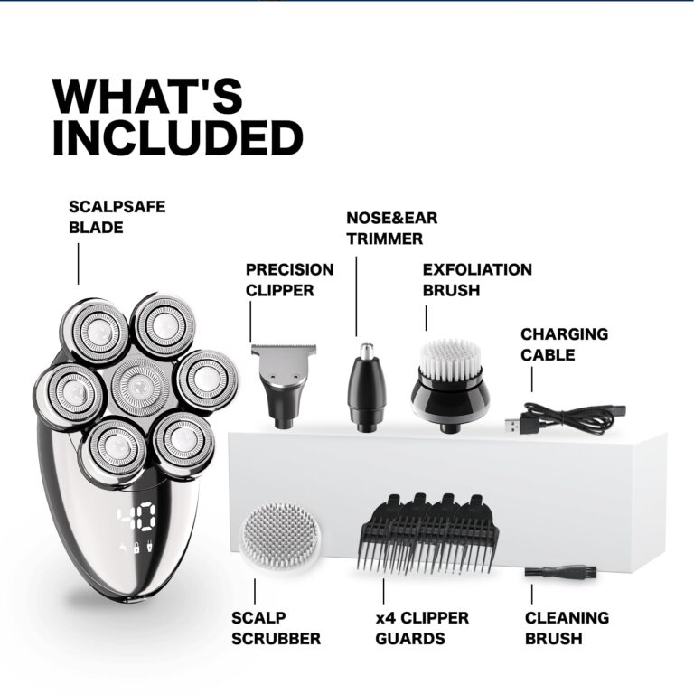 Head Shavers for Bald Men, Electric Razor, IPX8 Waterproof Dry/Wet Bald Head Shaver with 10000 RPM High-Speed Motor, Rechargeable Head Razor with LED Display, USB-C Cable, Perfect for Home & Travel - Image 2