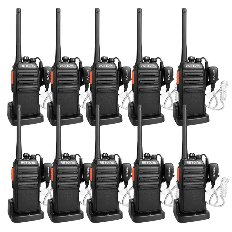 Retevis H-777S Walkie Talkies for Adults, 2 Way Radios with Earpiece and Mic, FRS, Handheld, USB Charging Base, Rugged Two Way Radios Long Range Rechargeable for School Security Church (10 Pack)