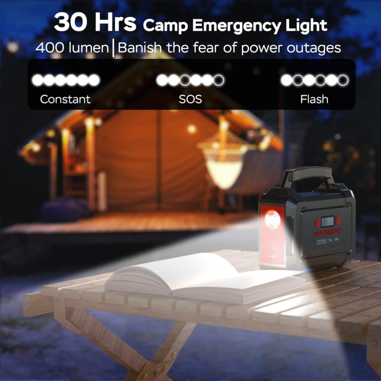 MARBERO Portable Power Station 296Wh Camping Solar Generator Laptop Charger Power Bank with AC Outlet 110V 350W Peak with Multi-Port LED Flashlights for CPAP Home Camping Hurricane Emergency - Image 3