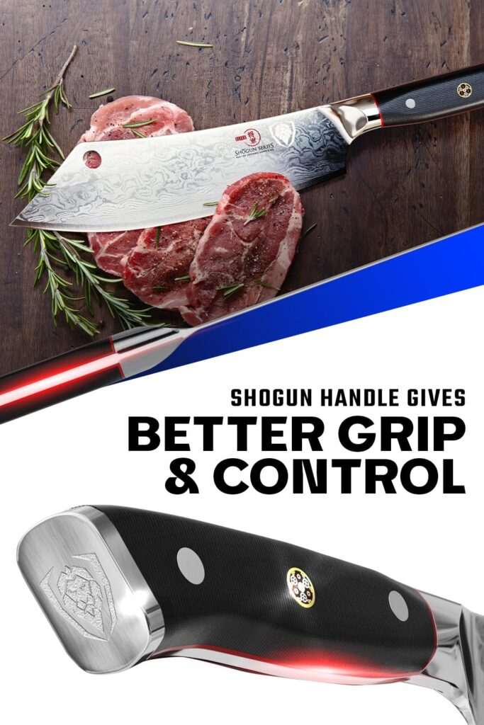 DALSTRONG Hybrid Cleaver & 8" Chef Knife - Shogun Series ELITE - The 'Crixus' - Japanese AUS-10V Super Steel Kitchen Knife - Black Handle - Razor Sharp Knife - Meat Cleaver Heavy Duty - w/Sheath Cover - Image 5