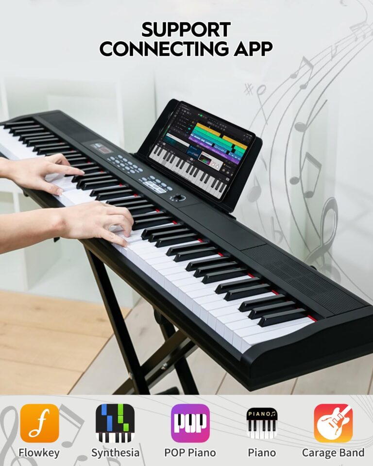 STRICH Digital Piano Keyboard with Stand - Full Size Electric Keyboard with Semi-Weighted 88 Keys, Sustain Pedal, Music Rest - 900 Sounds, 700 Rhythms, Portable Design for Beginners, Black, SEP-150 - Image 5
